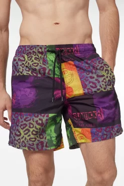 Sundek COSTUME DA BAGNO MEDIO A VITA ELASTICATA STAMPA ZINE -Moda Sconto M665BDRT4ZI C