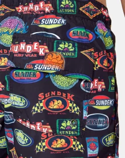 Sundek COSTUME DA BAGNO CORTO CON VITA ELASTICATA E STAMPA LOGHI STORICI -Moda Sconto MAN BDVOLLEY14FA LEVINSWIMTRUNKS BLACK M633BDRT4AR 004AR 20