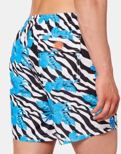 Sundek COSTUME DA BAGNO MEDIO VITA ELASTICATA STAMPA FIORI ZEBRATA -Moda Sconto MAN BDVOLLEY16FA PRINTEDSWIMTRUNKS WHITE M665BDRT4ZE 006ZE 16