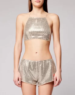 Sundek TOP HIGH NECK CON PAILLETTES